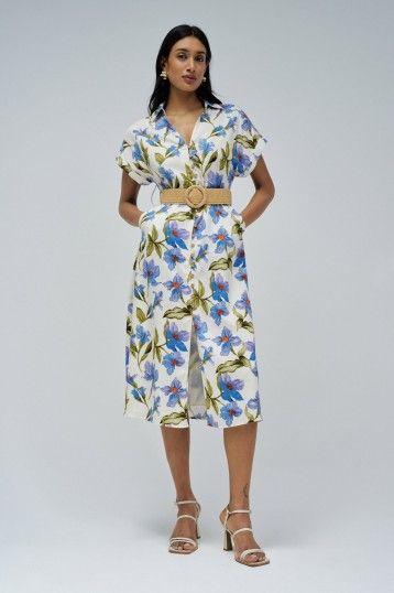 Salsa SHIRT DRESS WITH FLORAL PATTERN IN LIGHTDENIM
