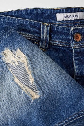 Salsa slim destroyed denim jeans mens