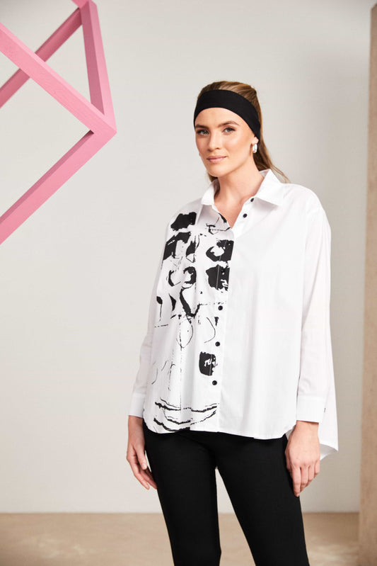 Naya Placement Print Shirt With Stud