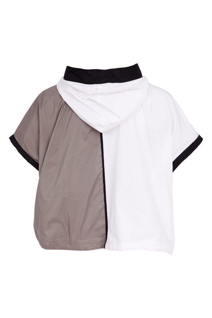 Naya Two Tone Hooded Jacket With Contrast Panel And Pockets