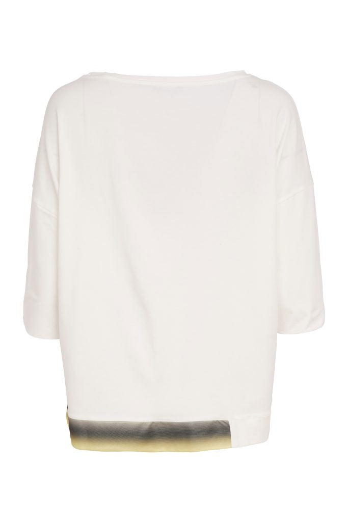 Naya Placement Print Top With Contrast Hem Lemon