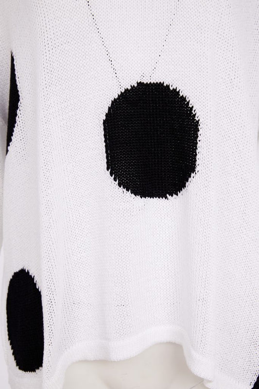 Naya Spot Print Round Neck Organic Knit Black