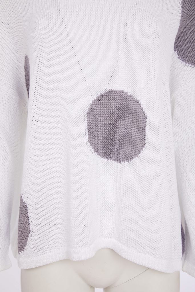 Naya Spot Print Round Neck Organic Knit Dove