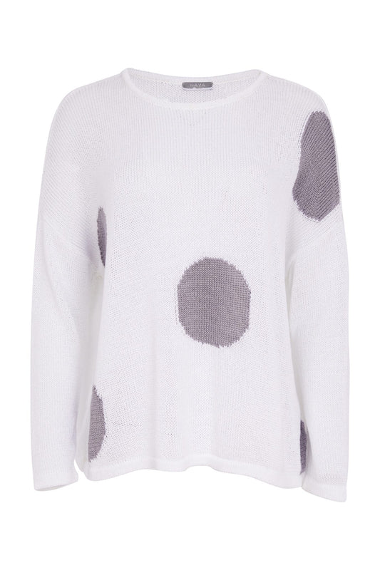 Naya Spot Print Round Neck Organic Knit Dove