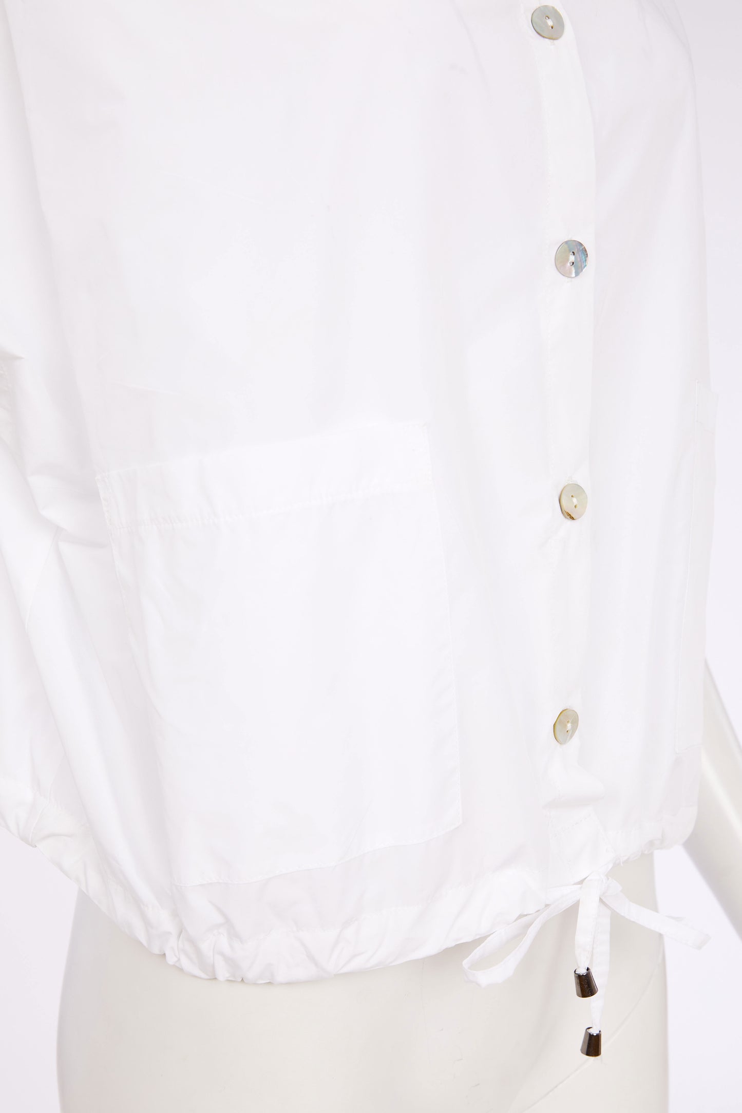 Naya Hooded Top With Drawstring Hem And Pockets White
