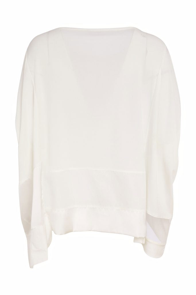 Naya Square Shape Top With Contrast Fabric Cream