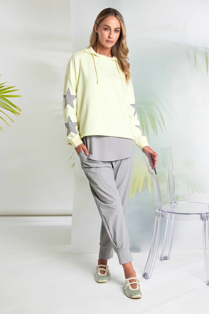 Naya Hooded Top With Contrast Cuff Lemon