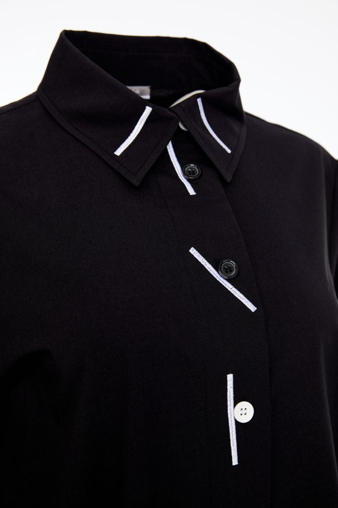 Naya Cotton shirt with colour strips Black