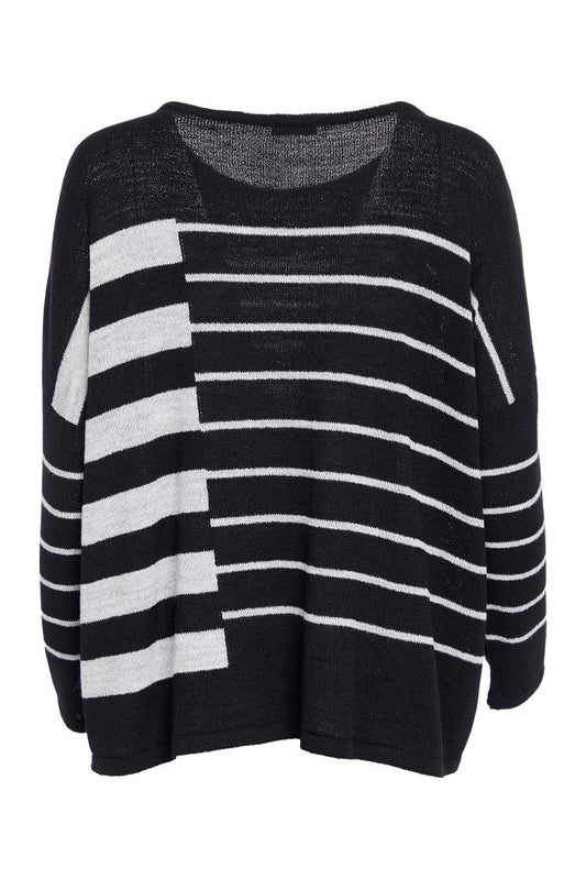 Naya Round Neck Square Striped Knit