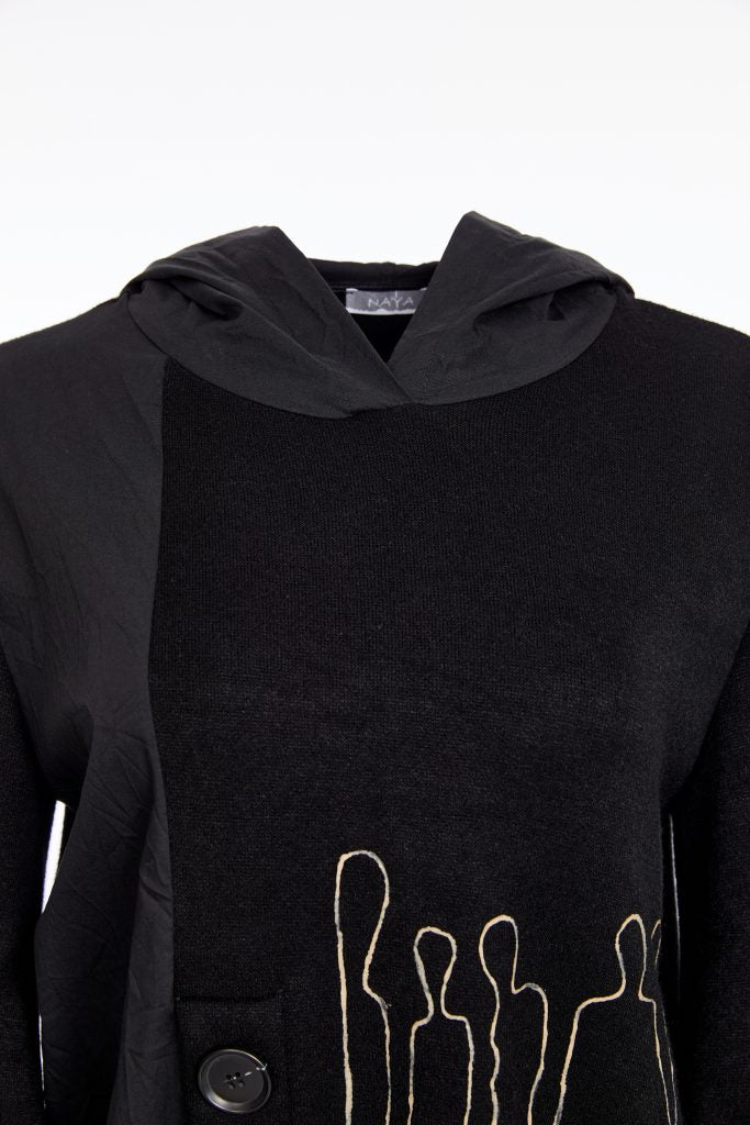 Naya Placement Print Hood Top