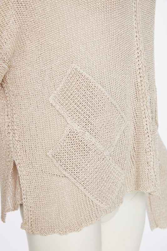 Naya Loose Weave V-Neck Knit Almond