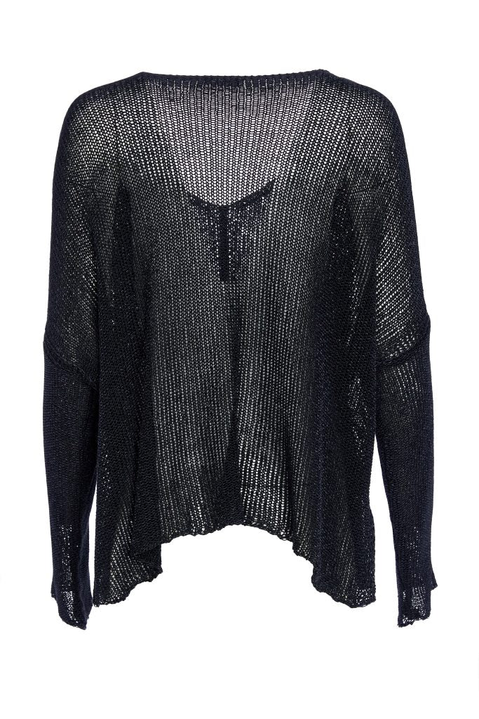 Naya Loose Weave V-Neck Knit Black