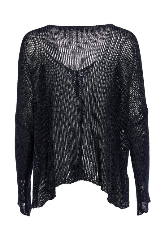 Naya Loose Weave V-Neck Knit Black