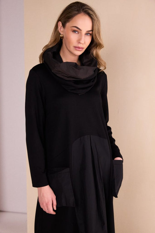 Naya Curved Hem Dress With Metal Section