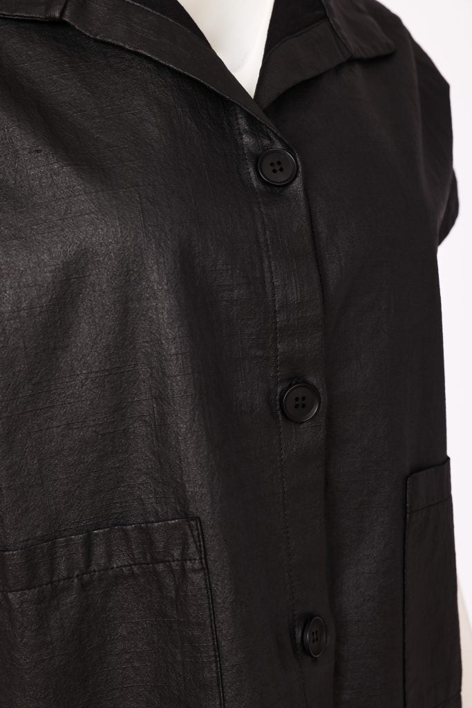 Naya Bashed Leatherette Look Button Through Jacket