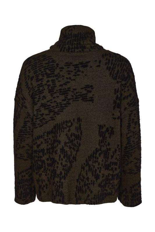 Naya Flocked Placement Print High Neck Thyme