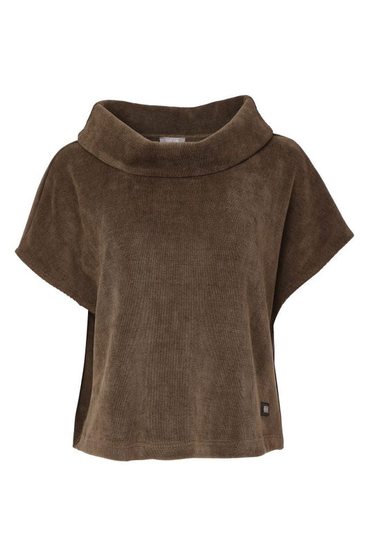 Naya Soft Ribbed Cowl Neck Top With Zip Thyme