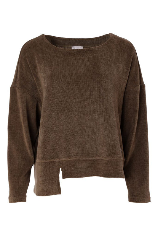 Naya Soft Ribbed Round Neck Top Thyme