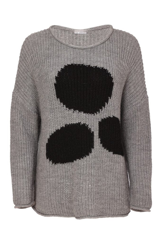 Naya Round Neck Knit With Spot Grey