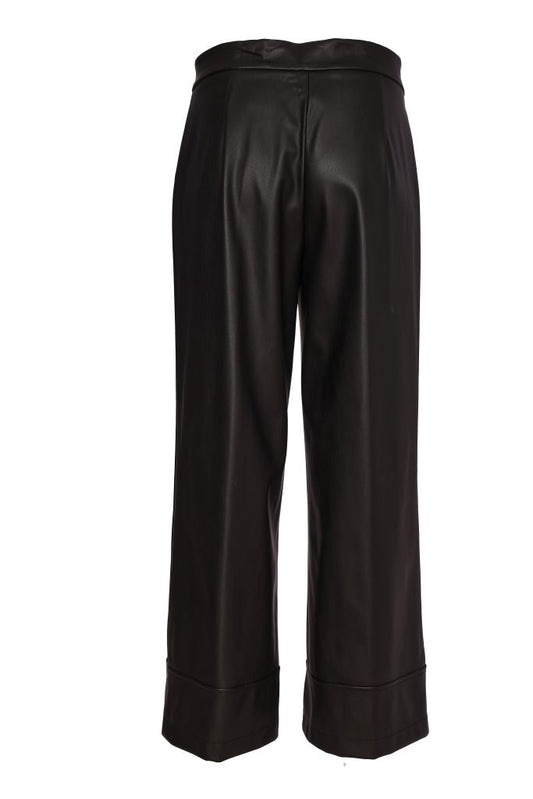 Naya Wide Leg Leatherette Trouser Black