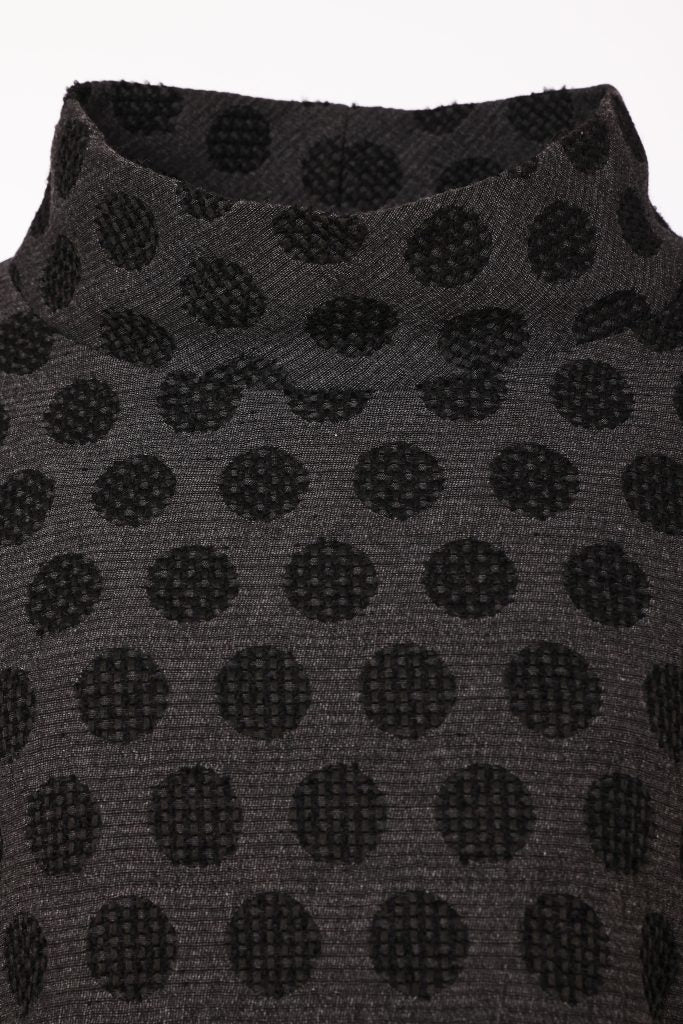 Spot Jacquard Top With Pocket and Side Zip
