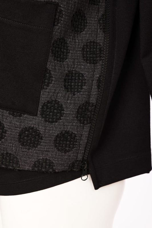 Spot Jacquard Top With Pocket and Side Zip