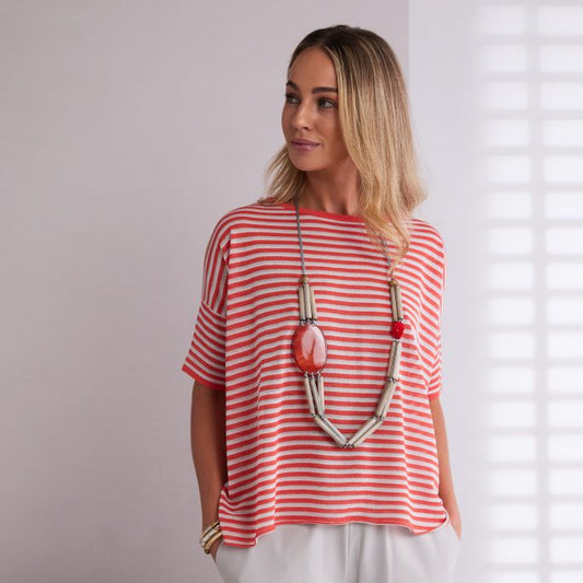 Naya Striped Round Neck Knit Top