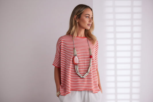 Naya Striped Round Neck Knit Top