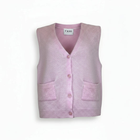 TWNS Castlerock sleeveless Cardigan Mottled Pink Bubblegum