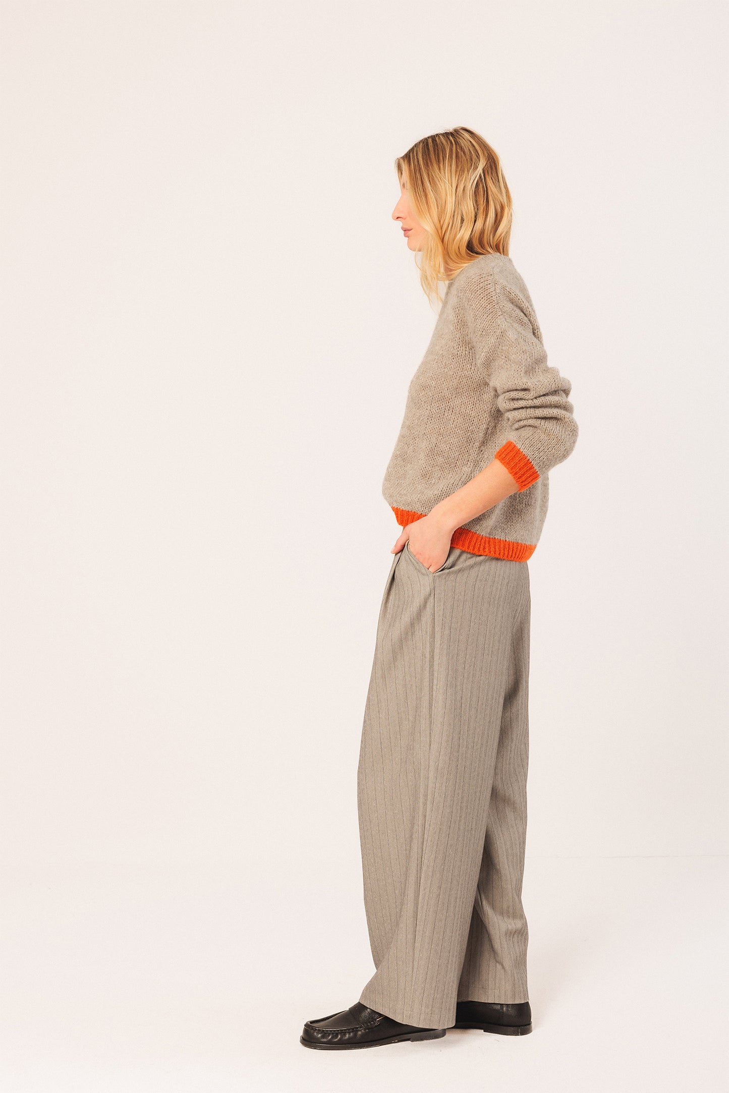 Indi & Cold Bicolour Knitted Sweater Orange