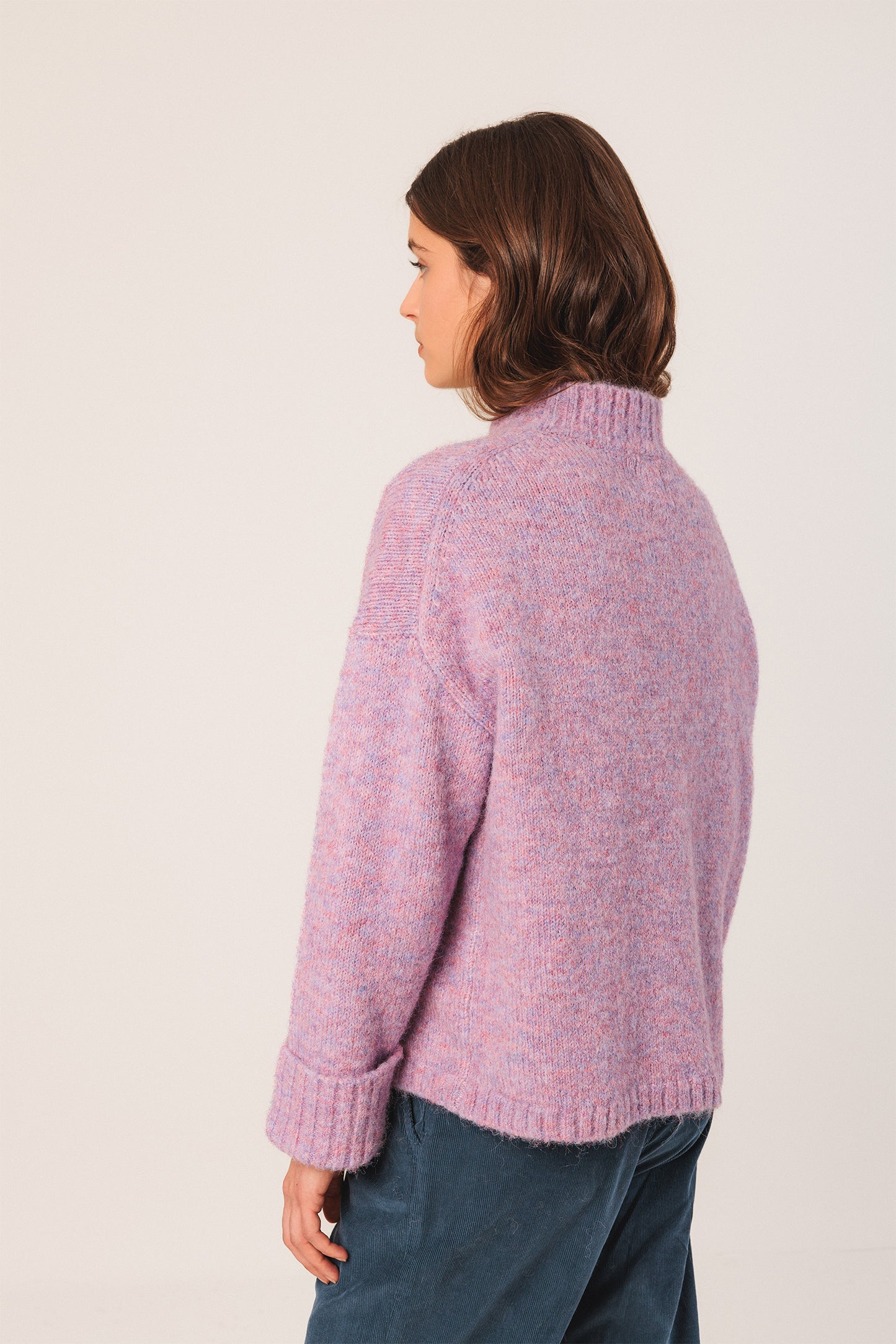 Indi & Cold Knit Turtleneck Sweater Mauve