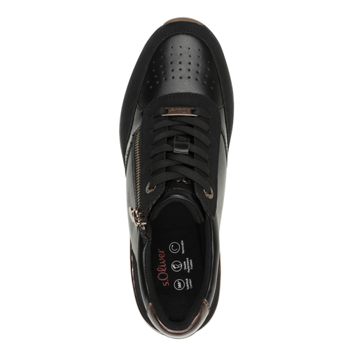S.Oliver Black Wedge Zip Trainer