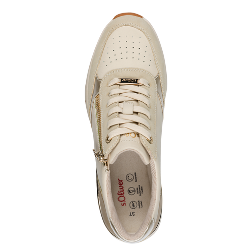 S.Oliver Beige Wedge Zip Trainer