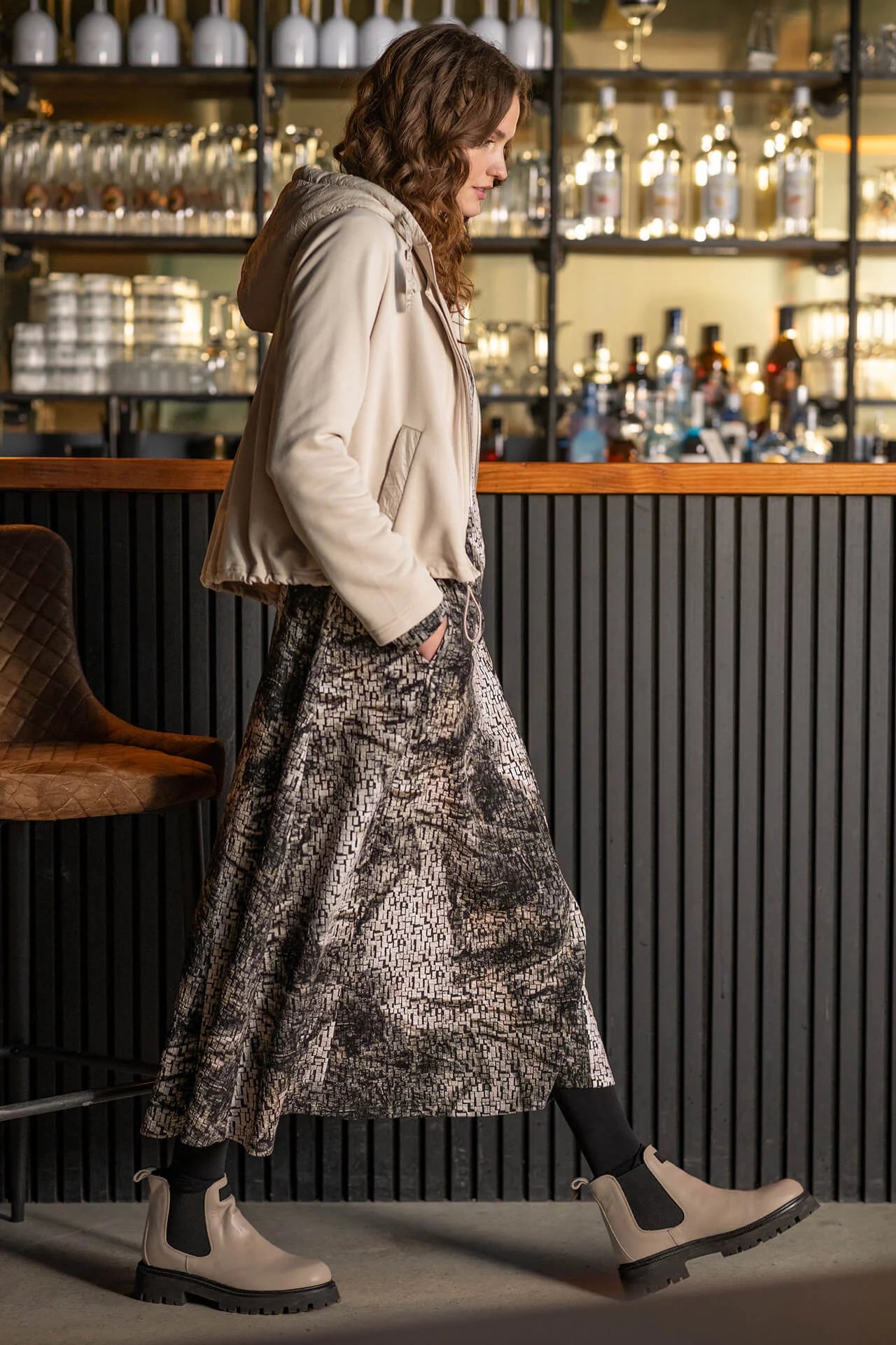 Amber & Moon Jacket with Hood Pebble