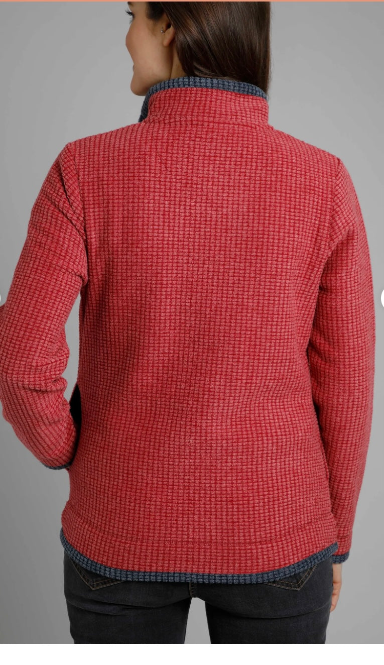 Weird Fish Ariana Grid Fleece- Berry