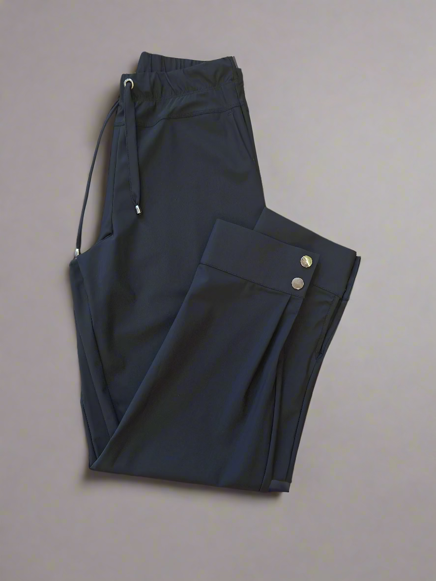 Slim leg trouser with drawstring waist Black