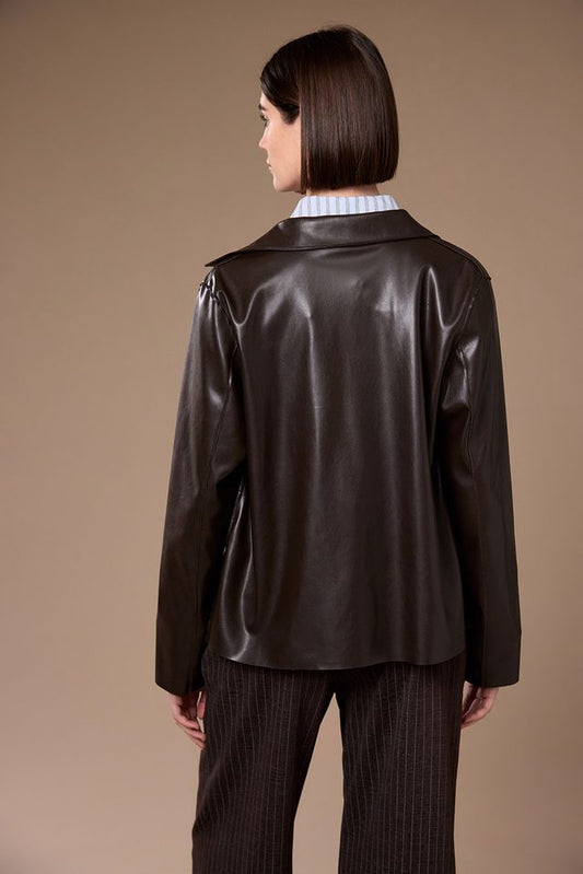 Peruzzi Faux Leather Jacket Brown