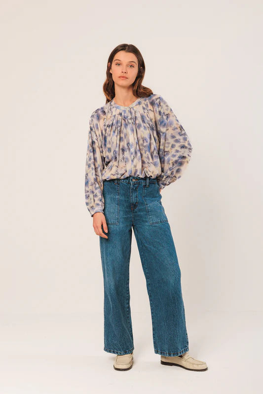 Indi & Cold Watercolour Print Shirt Blue
