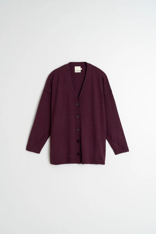 Indi & Cold SEAWOOL V-NECK JACKET Eggplant
