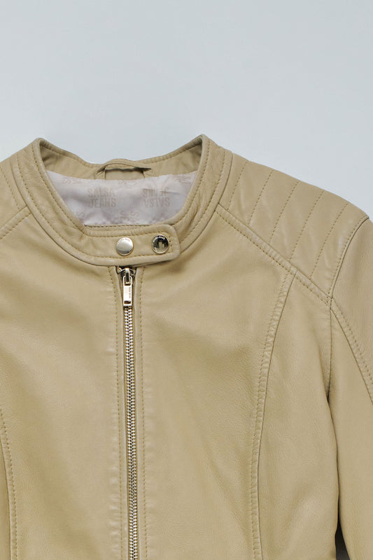 Salsa Leather Jacket Beige