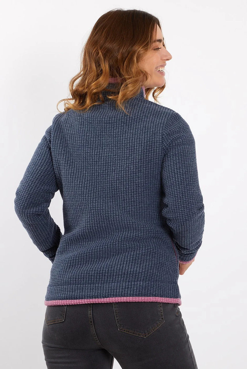 Weird Fish Beyonce Grid 1/4 Zip Fleece Navy