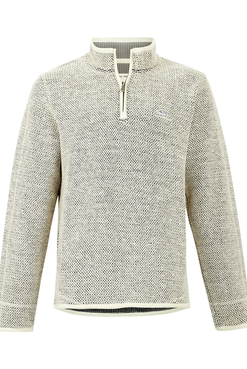 Weird Fish Stern 1/4 Zip Eco Macaroni Ecru