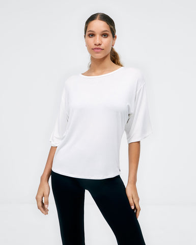 Surkana Wide T-Shirt With Drop Sleeve- White
