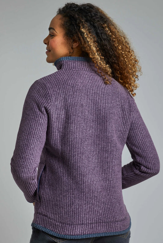 Weird Fish Beyonce Grid 1/4 Zip Fleece -Grape