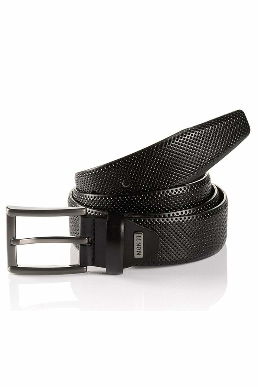 Monti Leather Belt-Black Grain