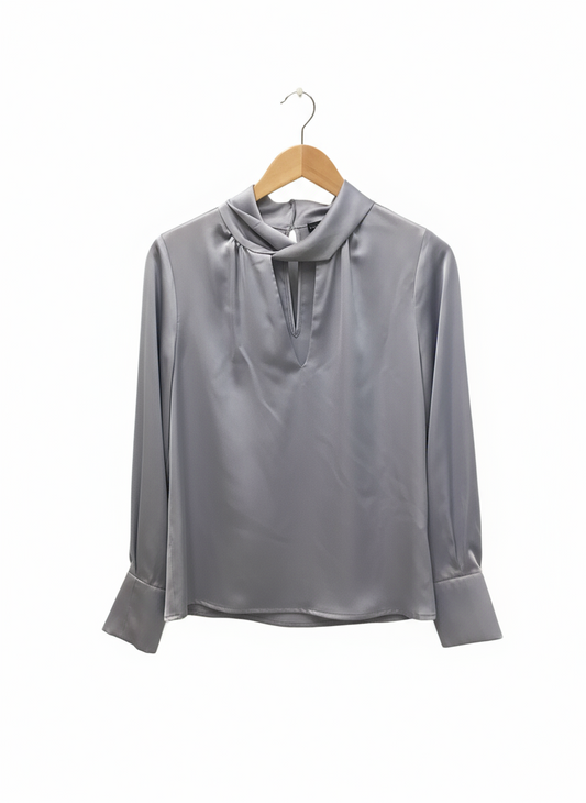 Peruzzi Twist Neck Long Sleeve Top Silver