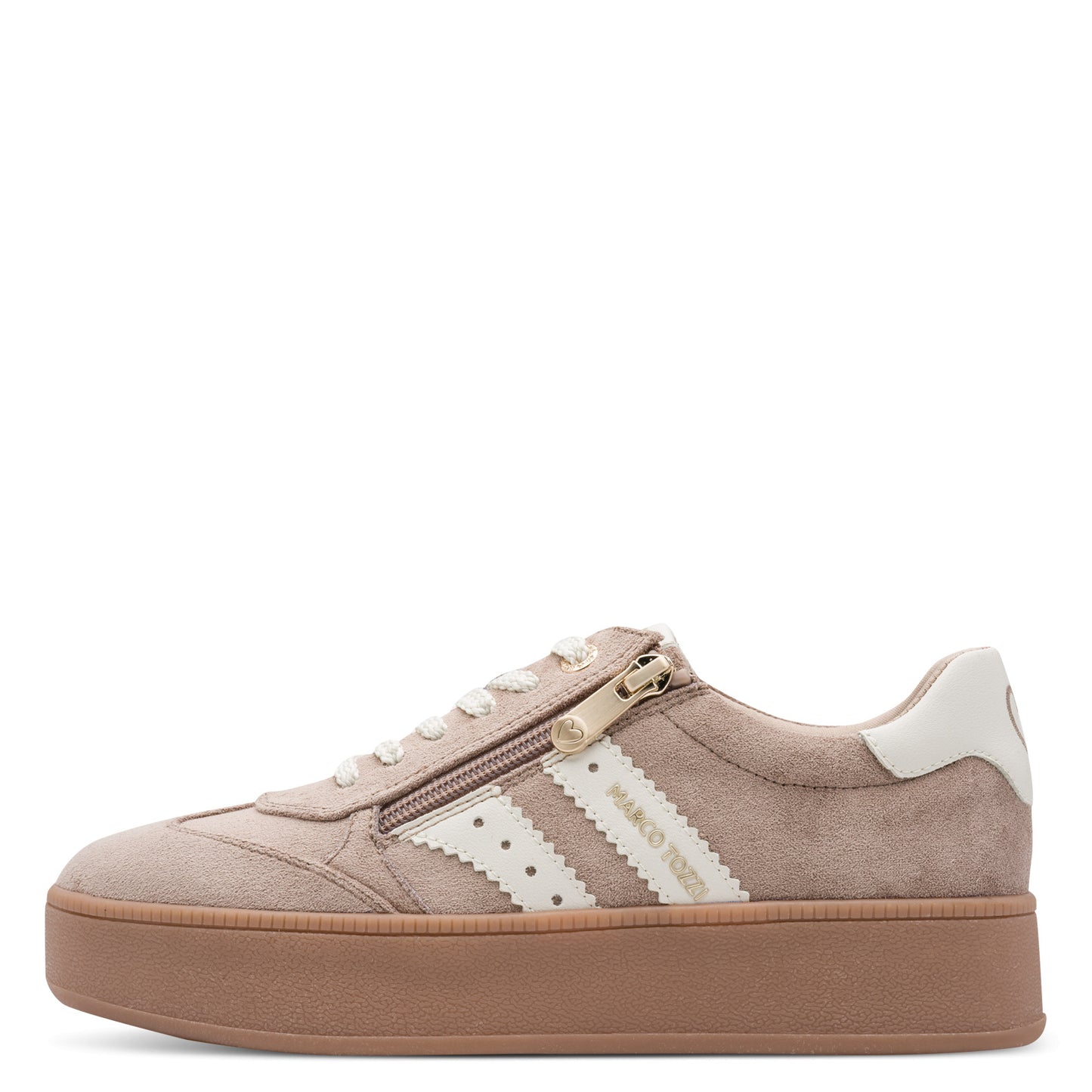 Marco Tozzi Platform Zip Trainer Tan Comb