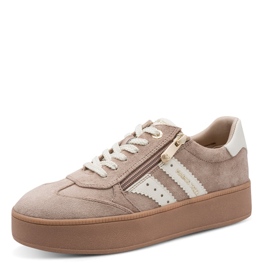 Marco Tozzi Platform Zip Trainer Tan Comb