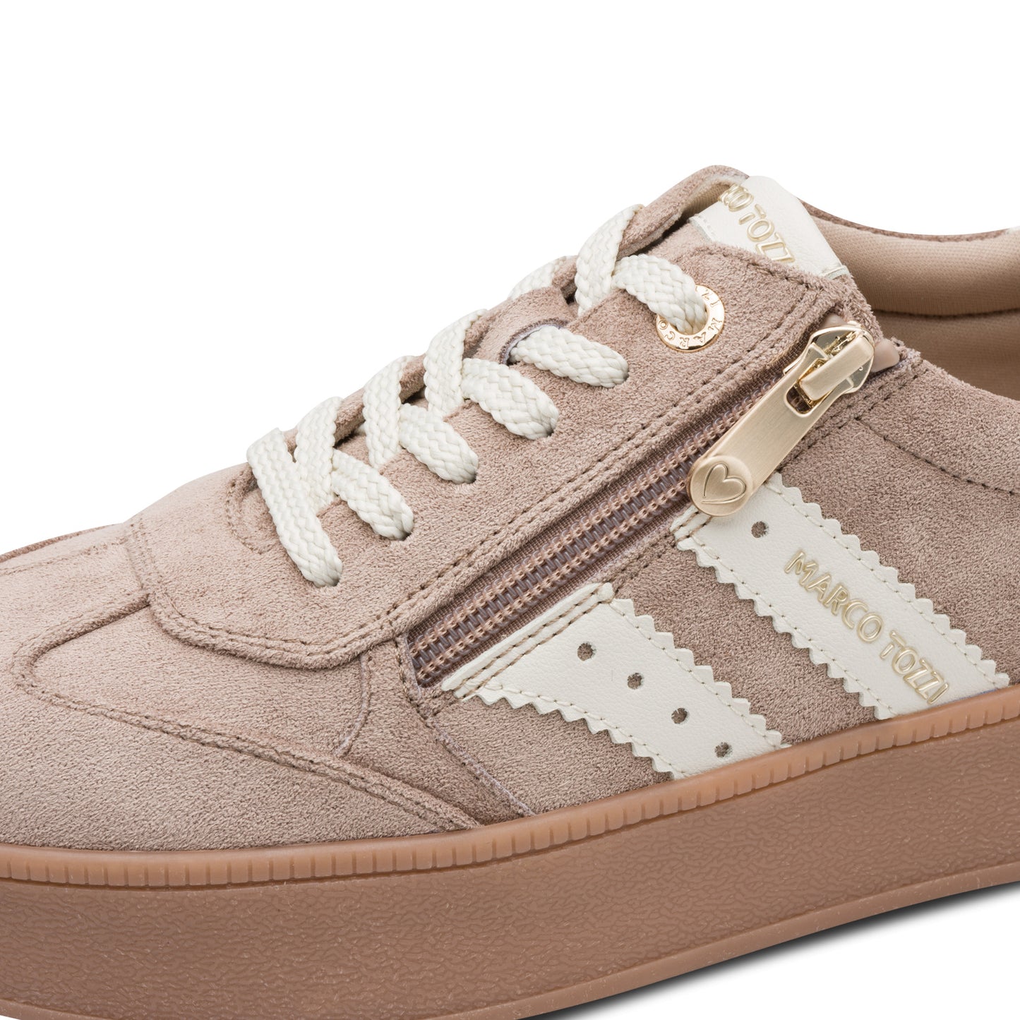 Marco Tozzi Platform Zip Trainer Tan Comb