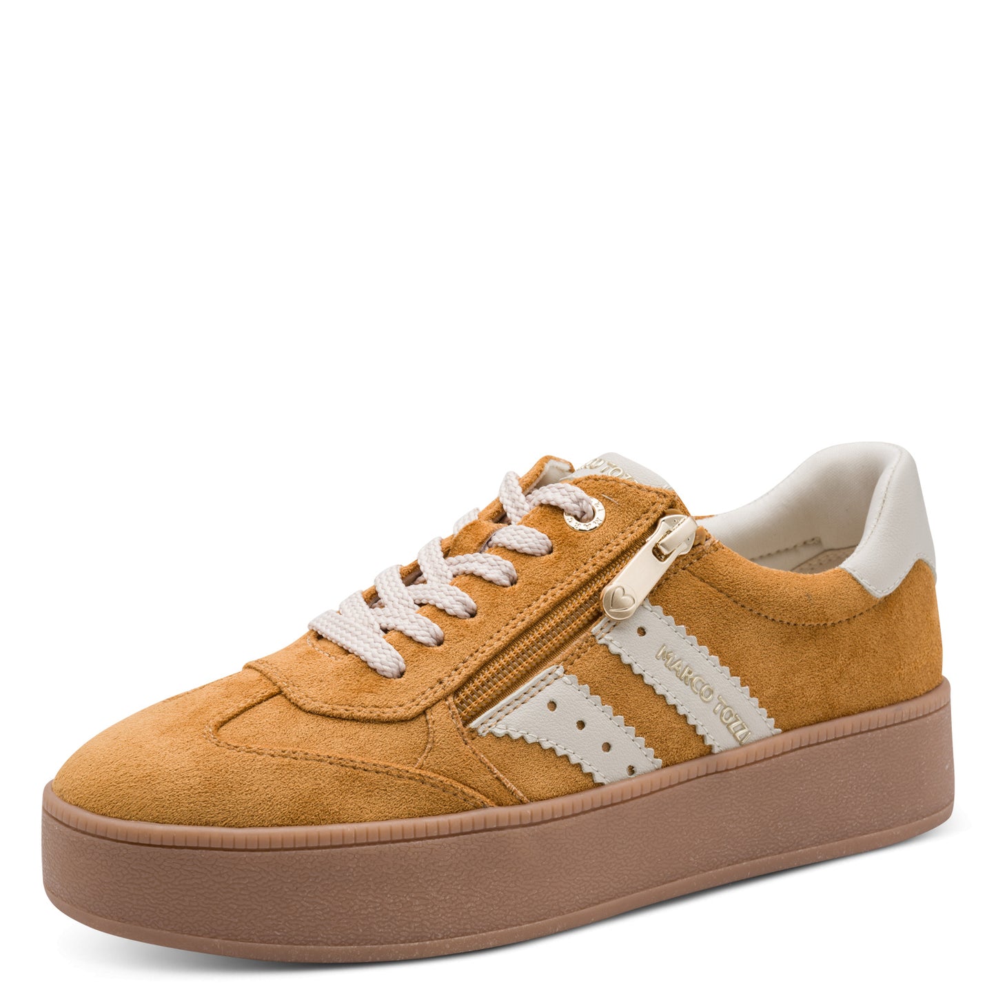 Marco Tozzi Platform Zip Trainer Saffron Comb